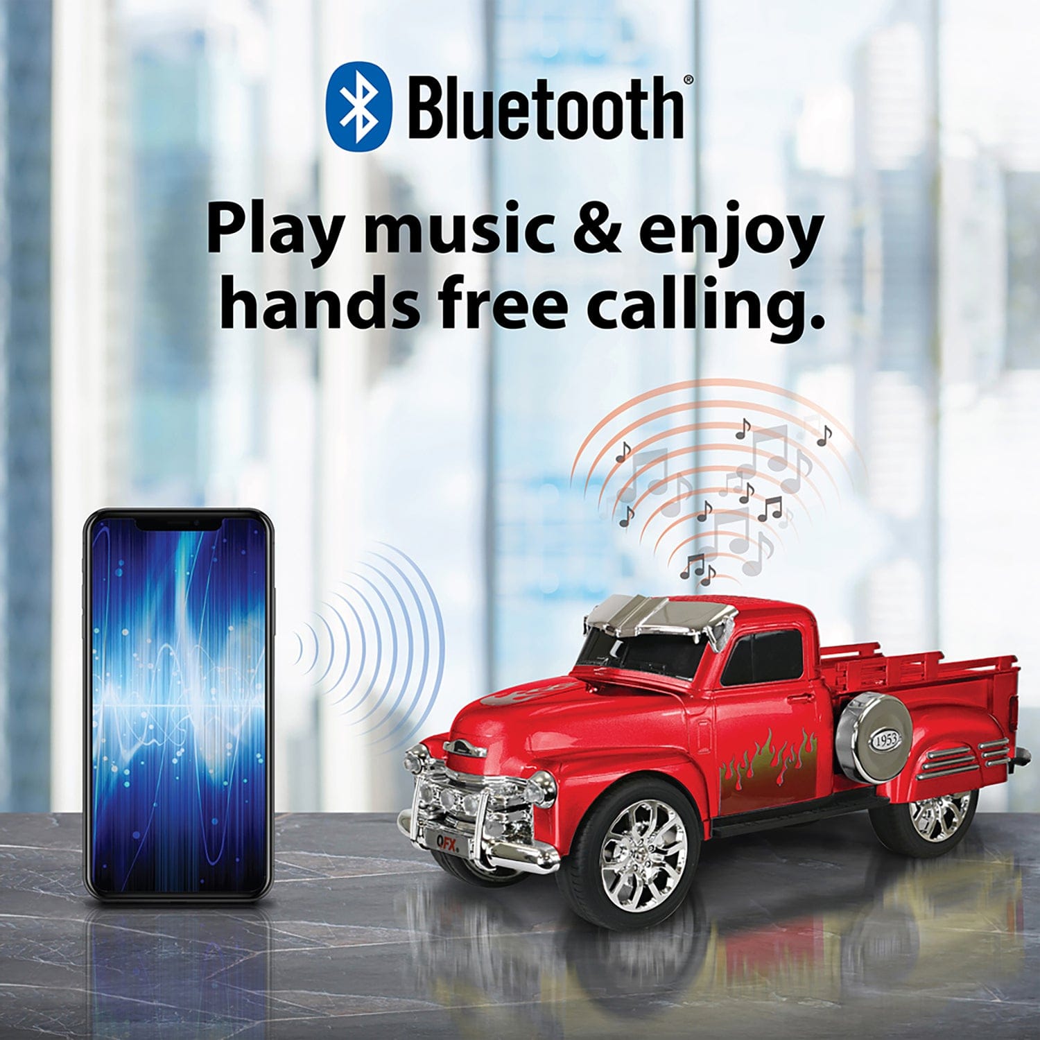 QFX BT-1953 Retro Truck Bluetooth Speaker, Red