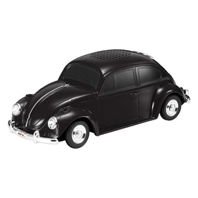 QFX BT-1960 Retro Car Portable Bluetooth Speaker with Speakerphone, True Wireless, FM Radio, and LED Party Lights, Black