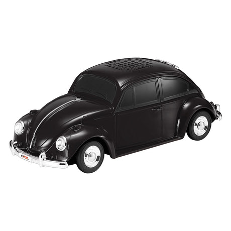 QFX BT-1960 Retro Car Portable Bluetooth Speaker with Speakerphone, True Wireless, FM Radio, and LED Party Lights, Black
