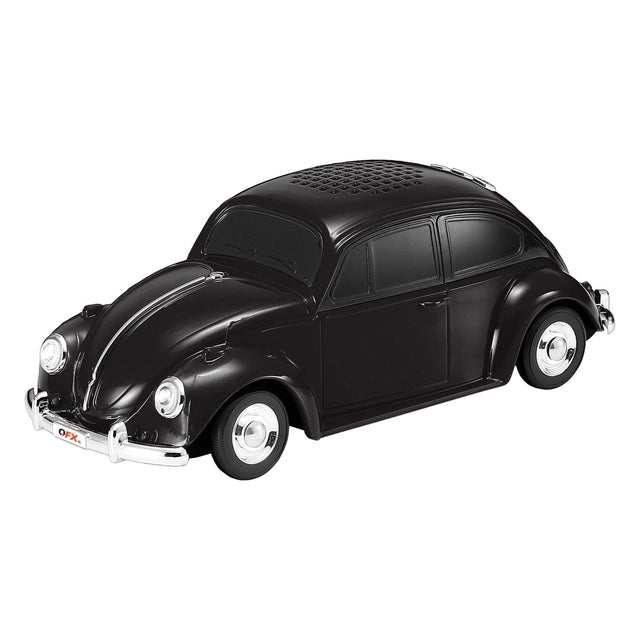 QFX BT-1960 Retro Car Portable Bluetooth Speaker with Speakerphone, True Wireless, FM Radio, and LED Party Lights, Black