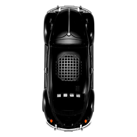 QFX BT-1960 Retro Car Portable Bluetooth Speaker with Speakerphone, True Wireless, FM Radio, and LED Party Lights, Black