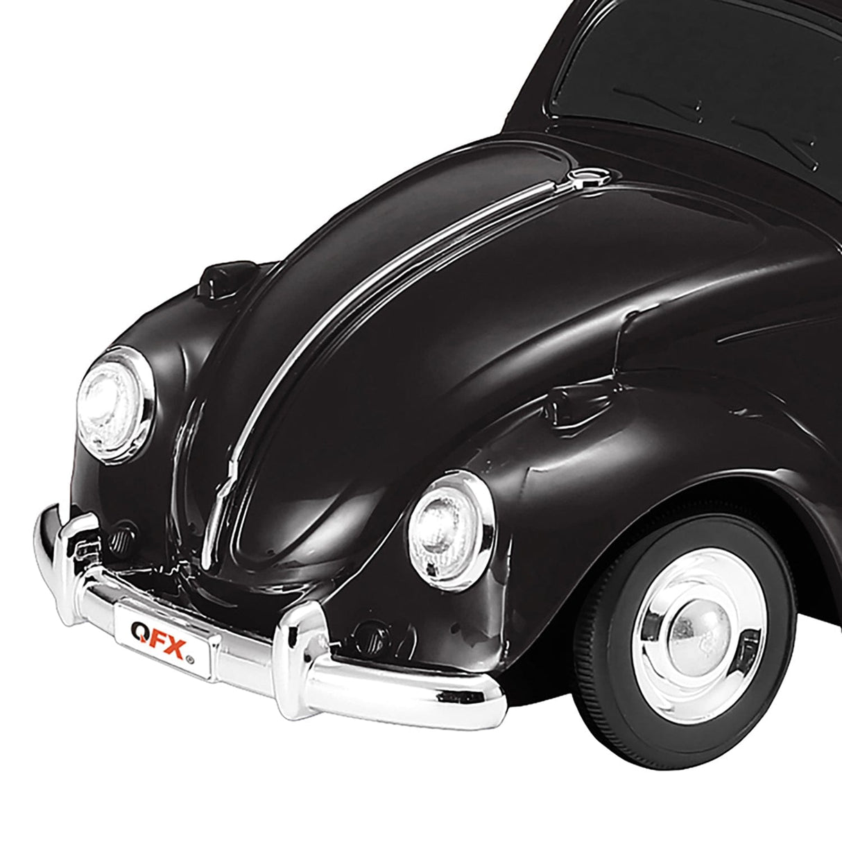 QFX BT-1960 Retro Car Portable Bluetooth Speaker with Speakerphone, True Wireless, FM Radio, and LED Party Lights, Black