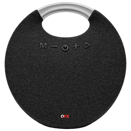 QFX Portable Bluetooth Speaker with Passive Bass Radiator and FM Radio, True Wireless, Black, BT-200