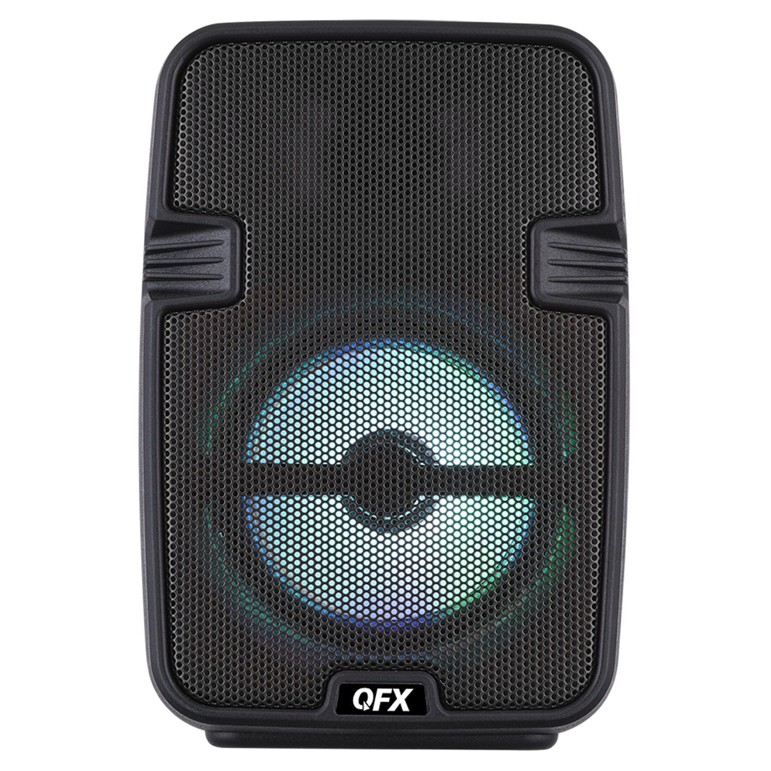 QFX Portable Bluetooth Speaker with LED Party Lights, FM Radio, and Microphone Input, True Wireless, BT-60, Black