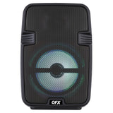 QFX Portable Bluetooth Speaker with LED Party Lights, FM Radio, and Microphone Input, True Wireless, BT-60, Black