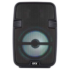 QFX Portable Bluetooth Speaker with LED Party Lights, FM Radio, and Microphone Input, True Wireless, BT-60, Black