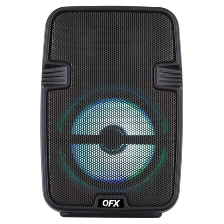 QFX Portable Bluetooth Speaker with LED Party Lights, FM Radio, and Microphone Input, True Wireless, BT-60, Black