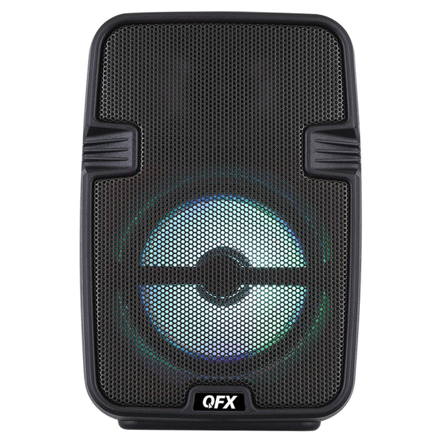 QFX Portable Bluetooth Speaker with LED Party Lights, FM Radio, and Microphone Input, True Wireless, BT-60, Black