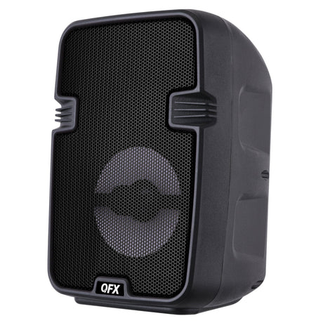QFX Portable Bluetooth Speaker with LED Party Lights, FM Radio, and Microphone Input, True Wireless, BT-60, Black