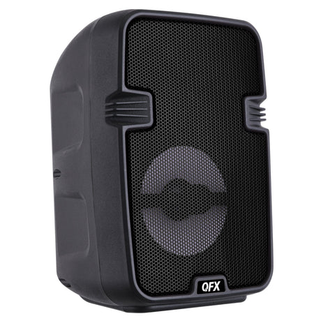 QFX Portable Bluetooth Speaker with LED Party Lights, FM Radio, and Microphone Input, True Wireless, BT-60, Black