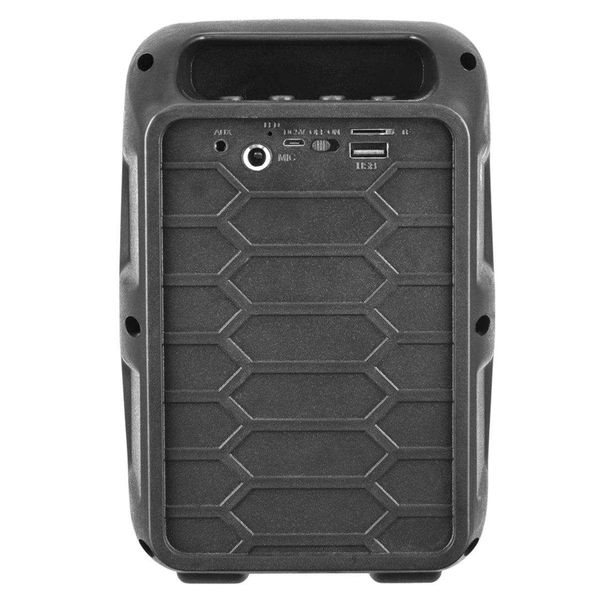 QFX Portable Bluetooth Speaker with LED Party Lights, FM Radio, and Microphone Input, True Wireless, BT-60, Charcoal