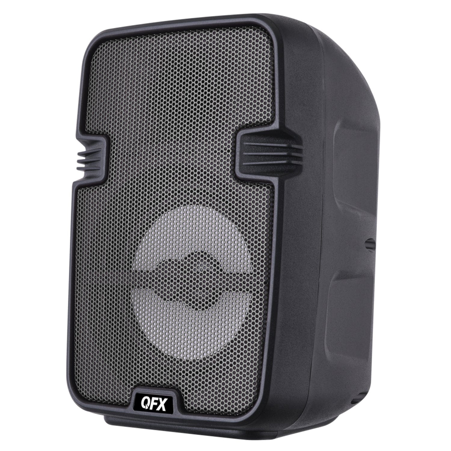 QFX Portable Bluetooth Speaker with LED Party Lights, FM Radio, and Microphone Input, True Wireless, BT-60, Charcoal