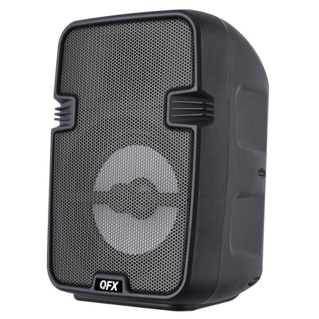 QFX Portable Bluetooth Speaker with LED Party Lights, FM Radio, and Microphone Input, True Wireless, BT-60, Charcoal