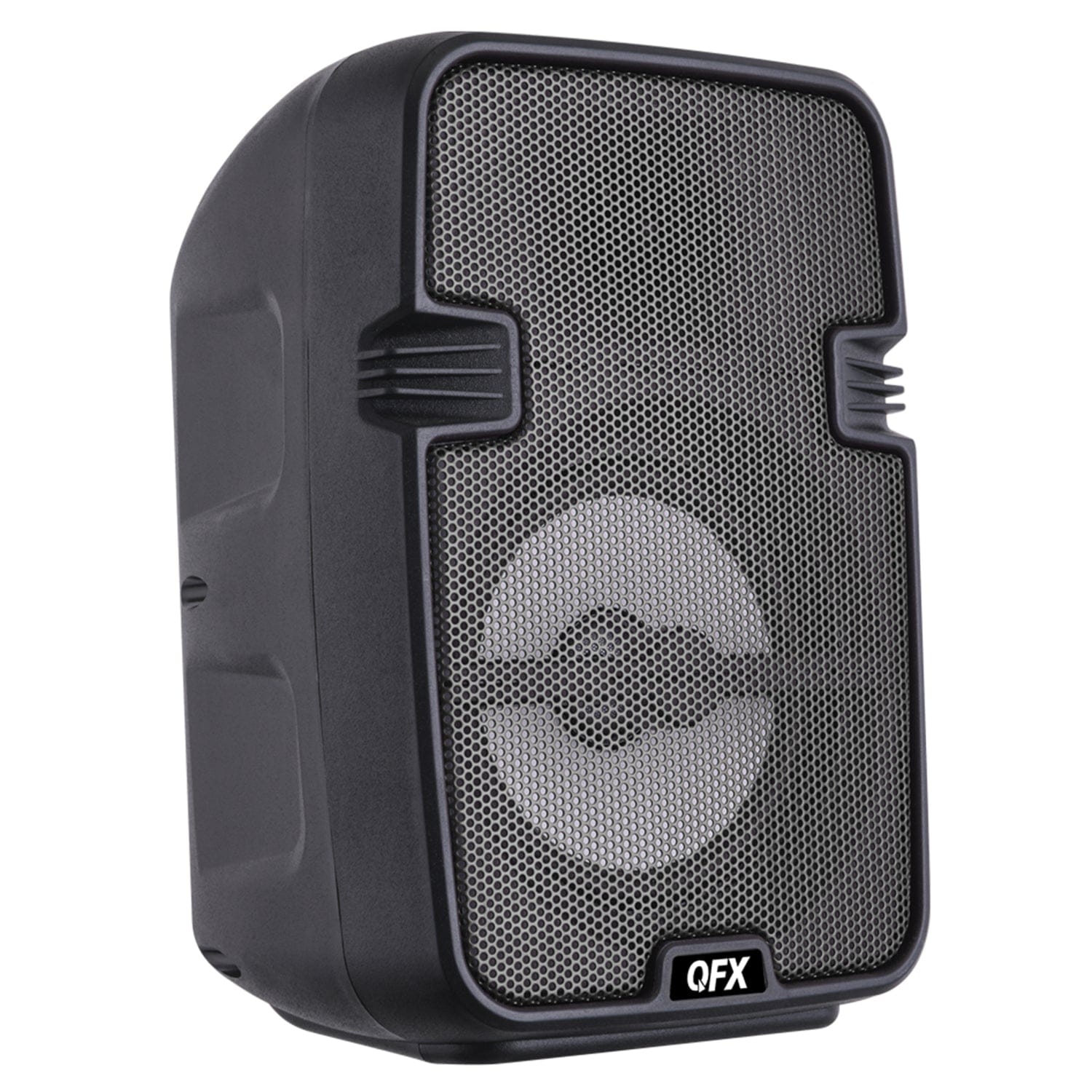 QFX Portable Bluetooth Speaker with LED Party Lights, FM Radio, and Microphone Input, True Wireless, BT-60, Charcoal