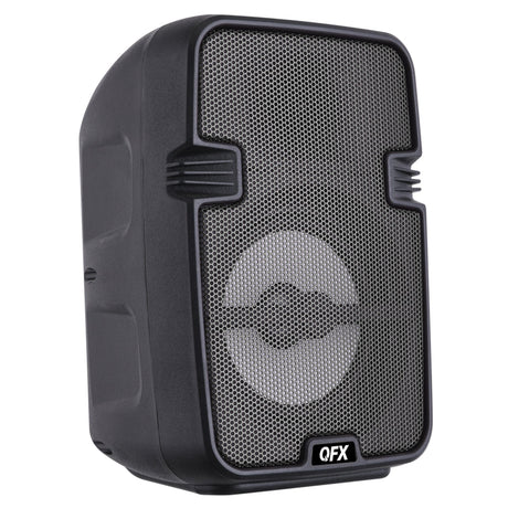 QFX Portable Bluetooth Speaker with LED Party Lights, FM Radio, and Microphone Input, True Wireless, BT-60, Charcoal