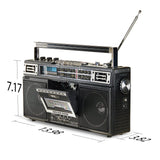 QFX Bluetooth Cassette USB/SD Card/AM/FM/SW1-2 Radio Boom Box with USB Recording and Built-in Microphone, Black, J-230BT