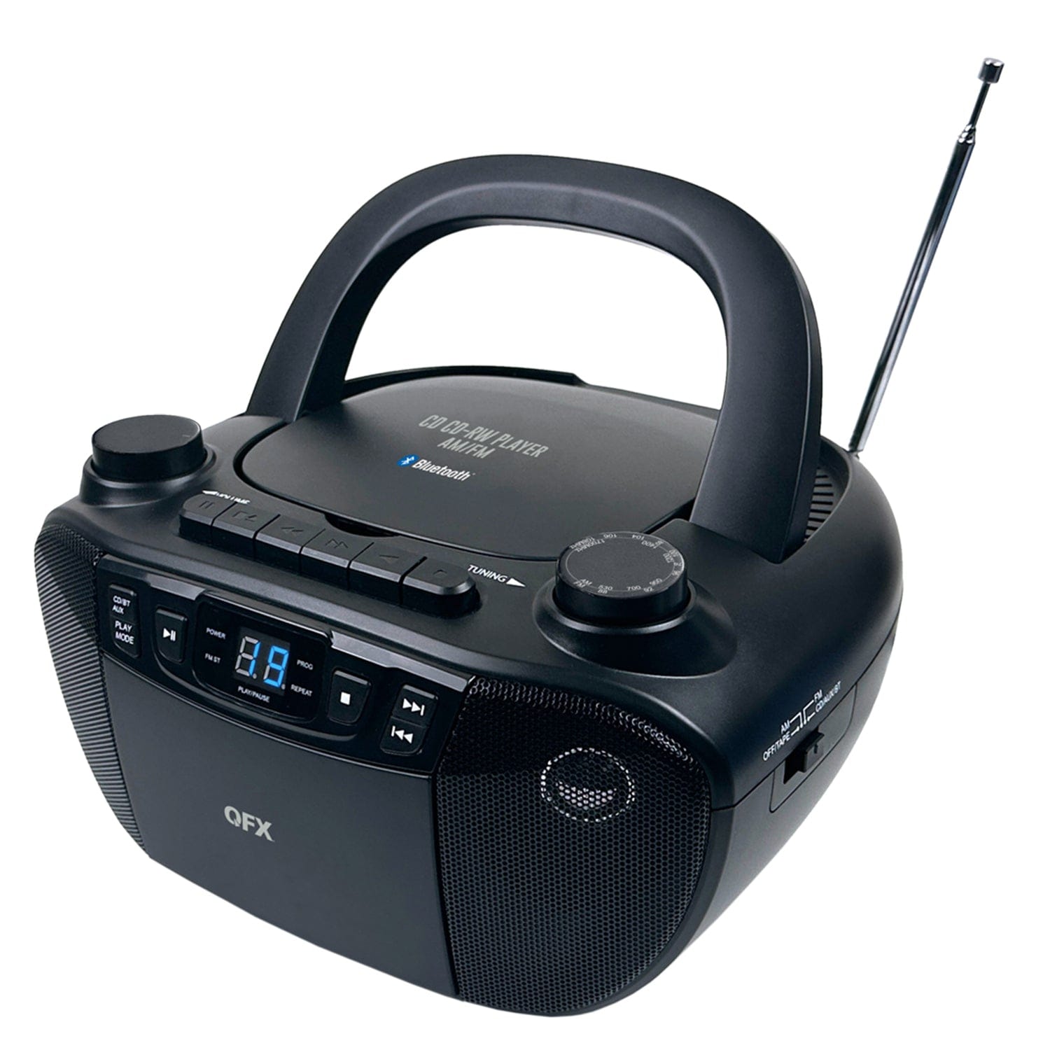QFX Bluetooth CD/Cassette/Radio/USB Boom Box, Black, J-300BT
