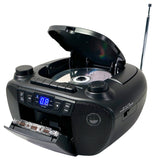 QFX Bluetooth CD/Cassette/Radio/USB Boom Box, Black, J-300BT