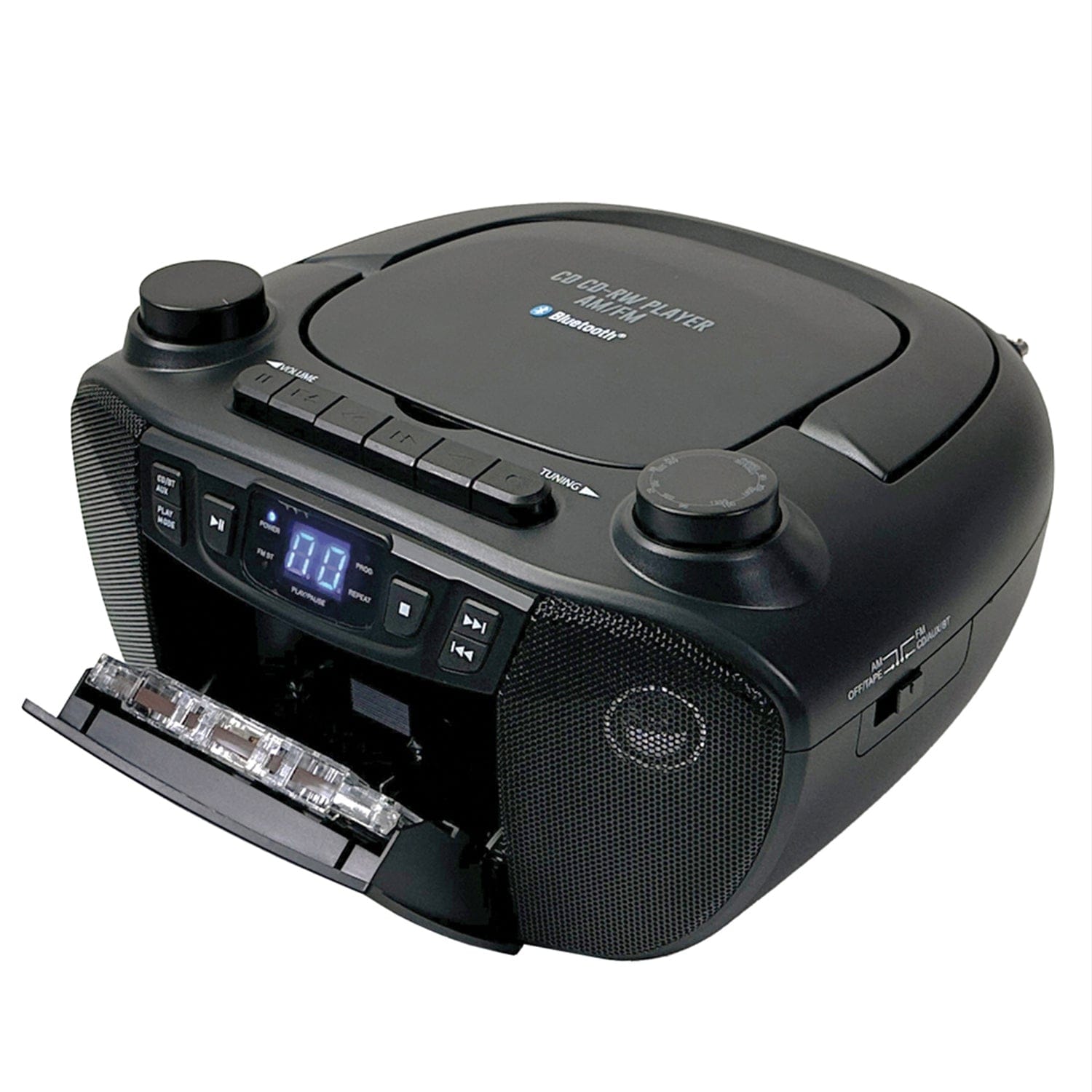 QFX Bluetooth CD/Cassette/Radio/USB Boom Box, Black, J-300BT