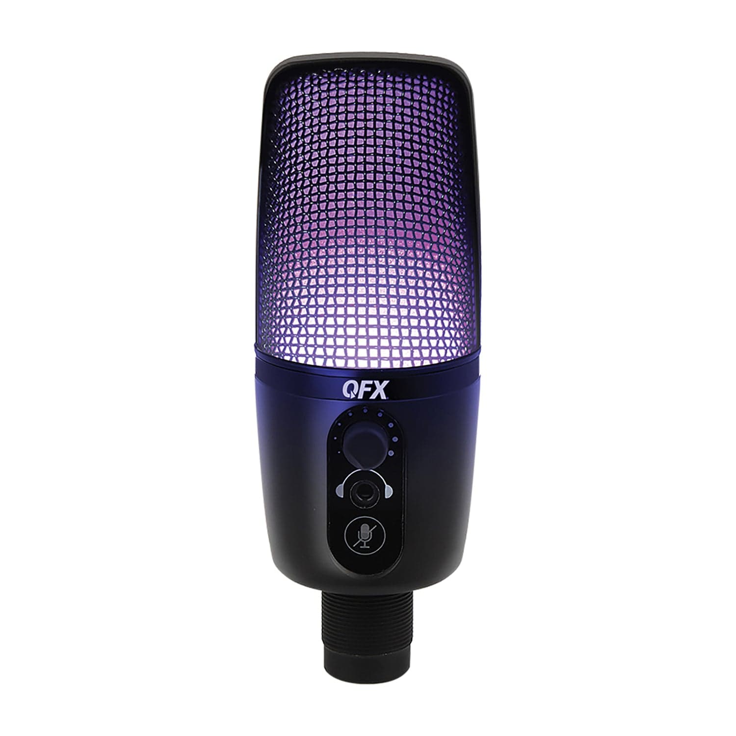QFX M-192 Ultra-High-Resolution USB Microphone with RGB Studio Lights and Desk Tripod Stand