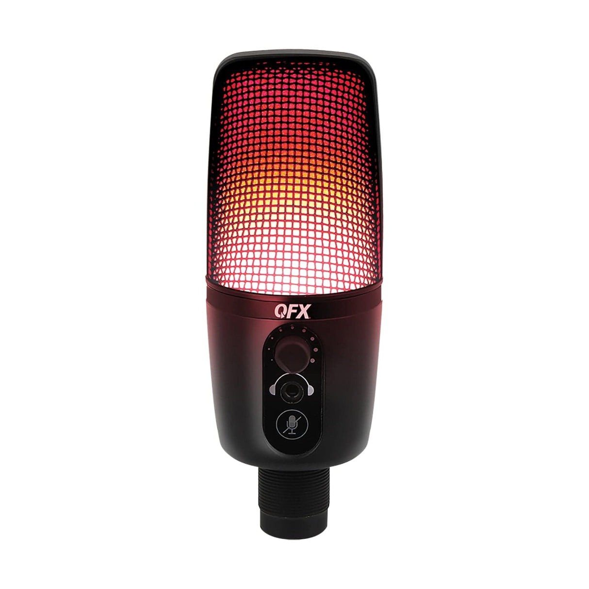 QFX M-192 Ultra-High-Resolution USB Microphone with RGB Studio Lights and Desk Tripod Stand