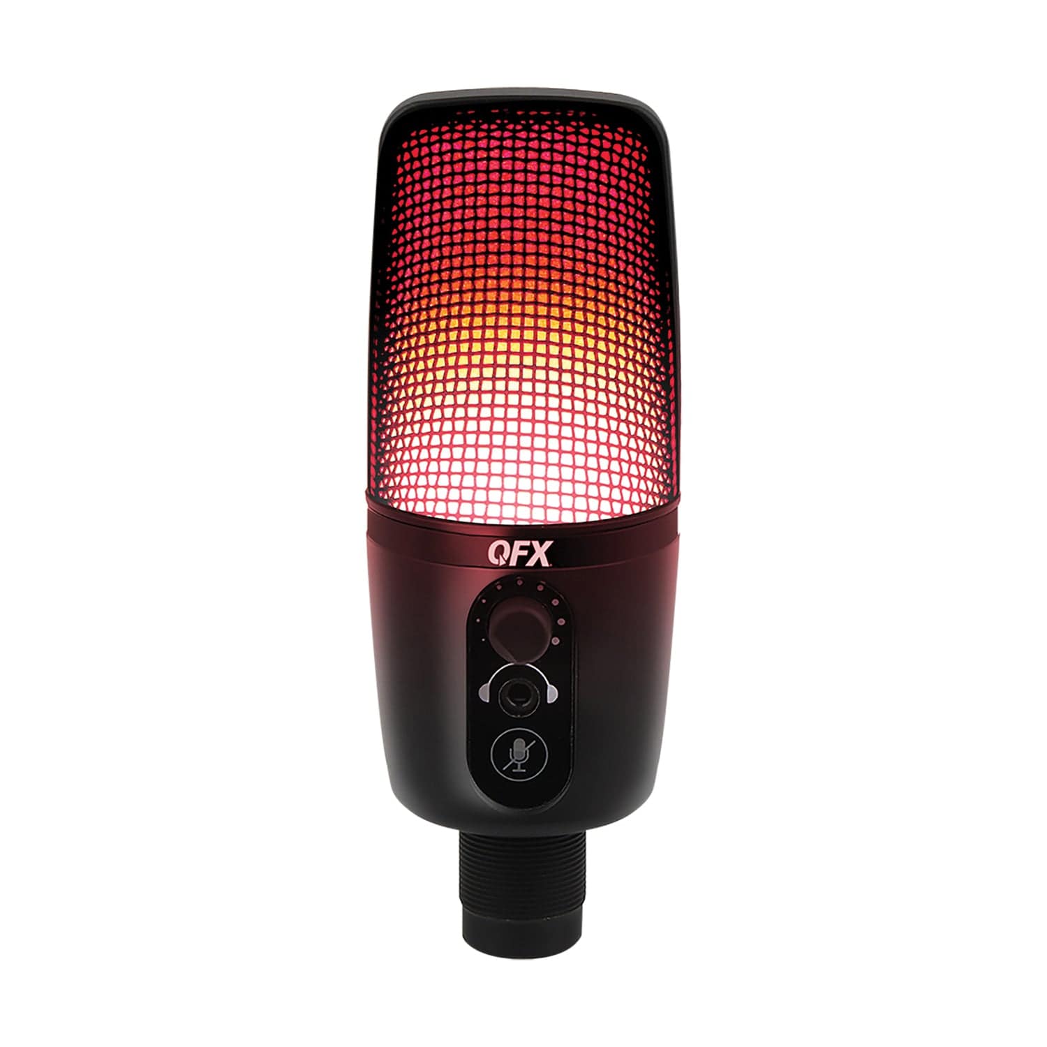 QFX M-192 Ultra-High-Resolution USB Microphone with RGB Studio Lights and Desk Tripod Stand