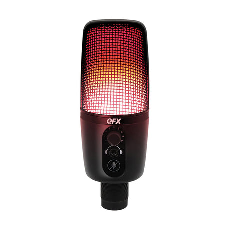 QFX M-192 Ultra-High-Resolution USB Microphone with RGB Studio Lights and Desk Tripod Stand