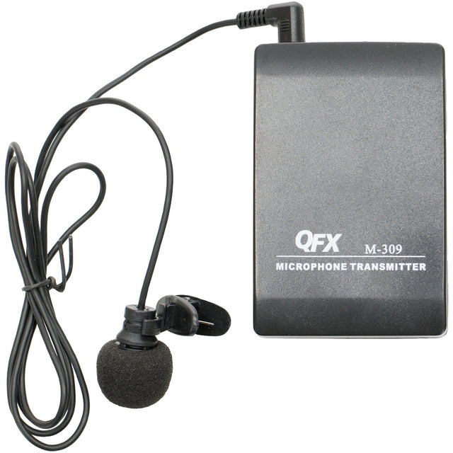 QFX M-309 Wireless Microphone System with Headset and Lapel Microphones and Body Pack Transmitter