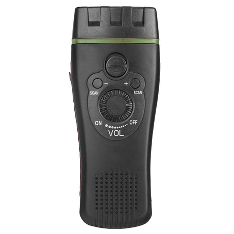 QFX Portable Rechargeable Emergency FM Radio with Built-in LED Flashlight, Black, R-10C