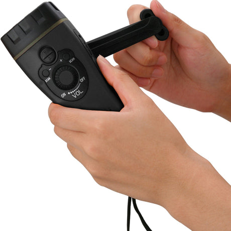 QFX Portable Rechargeable Emergency FM Radio with Built-in LED Flashlight, Black, R-10C