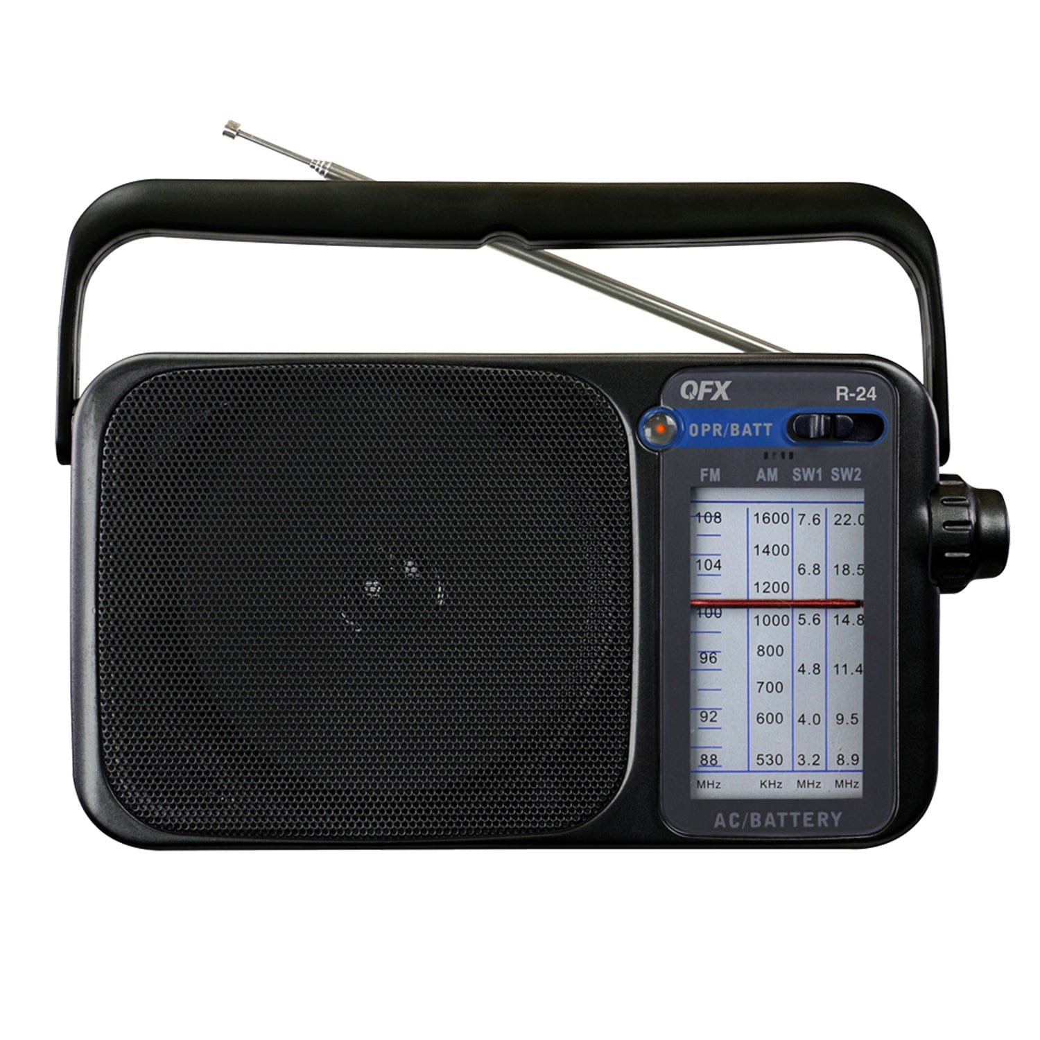 QFX Portable AM/FM/Shortwave Radio, Black, R-24