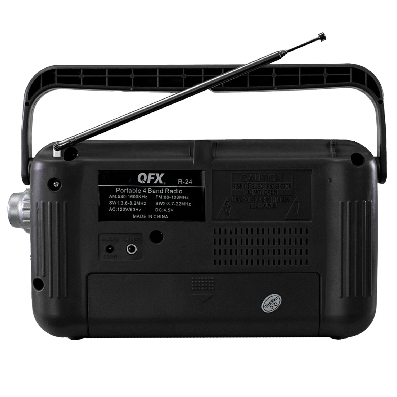 QFX Portable AM/FM/Shortwave Radio, Black, R-24
