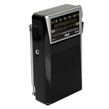 QFX Portable and Rechargeable AM/FM Radio with Headphone Output, Black, R-34