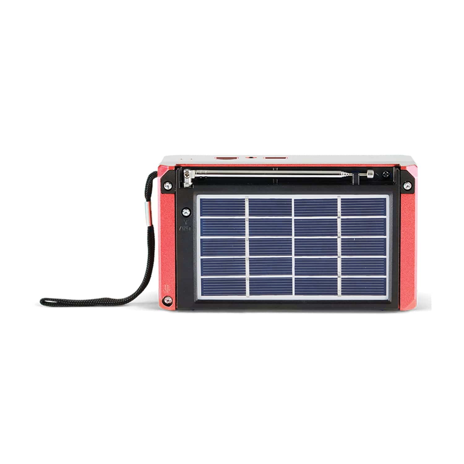 QFX Portable AM/FM/Shortwave Radio with Bluetooth, Flashlight, and Solar Panel, Red, R-37