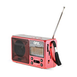 QFX Portable AM/FM/Shortwave Radio with Bluetooth, Flashlight, and Solar Panel, Red, R-37