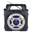 QFX Retro Jukebox-Style Portable AM/FM/Shortwave Radio with Bluetooth, Flashlight, and Solar Panel, Black, R-45