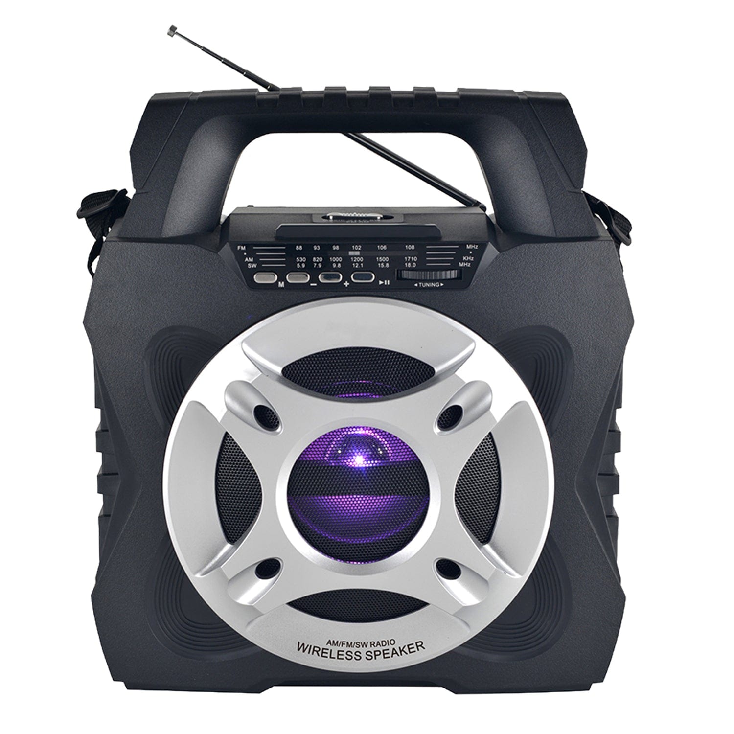 QFX Retro Jukebox-Style Portable AM/FM/Shortwave Radio with Bluetooth, Flashlight, and Solar Panel, Black, R-45