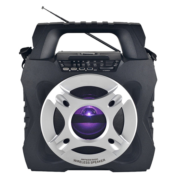 QFX Retro Jukebox-Style Portable AM/FM/Shortwave Radio with Bluetooth, Flashlight, and Solar Panel, Black, R-45
