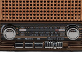 QFX Retro-Style Portable AM/FM/Shortwave Radio with Bluetooth, Solar Panel, and True Wireless, Brown, R-50
