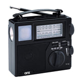 QFX Portable AM/FM/Shortwave Radio with Bluetooth, Flashlight, and Solar Panel, Black, R-52