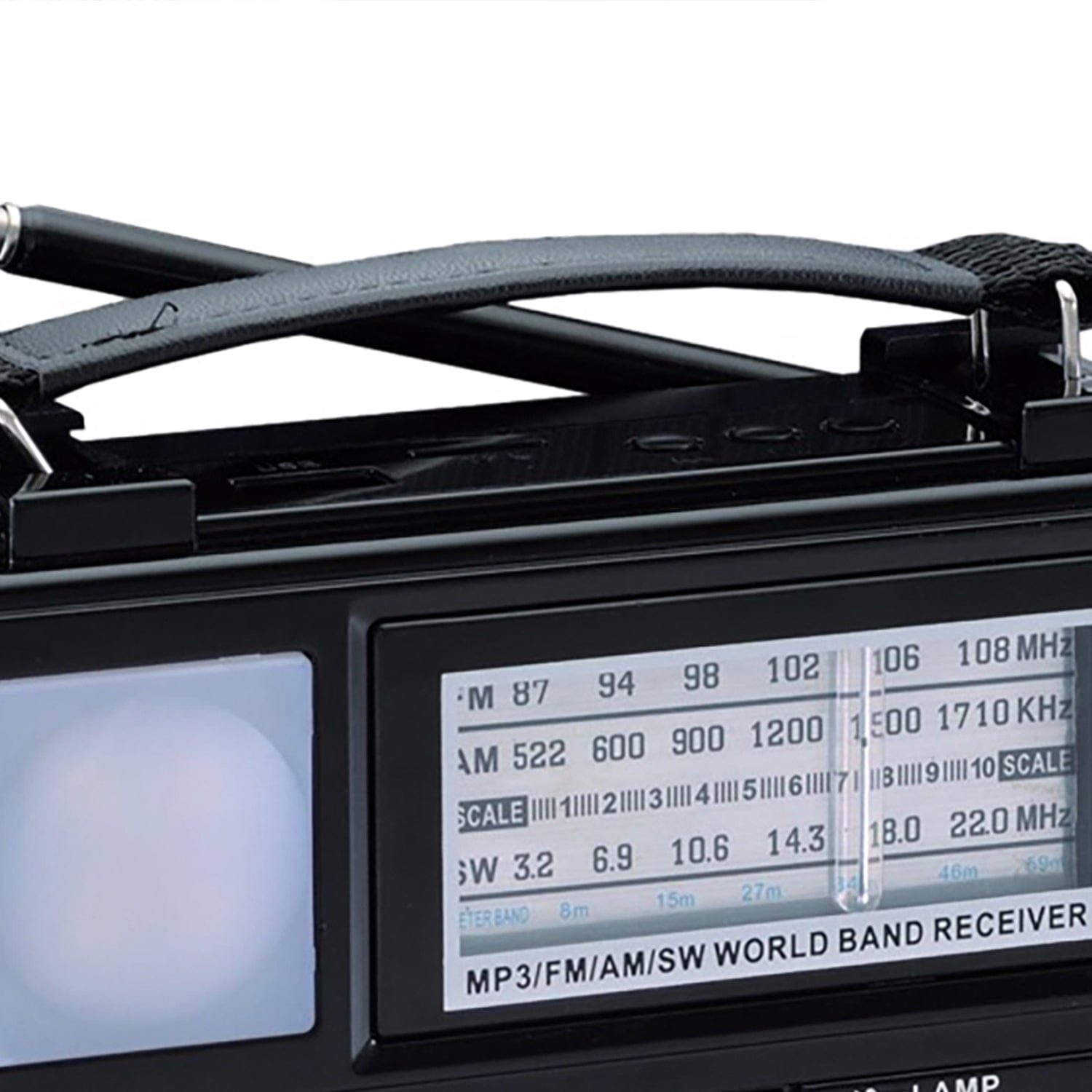 QFX Portable AM/FM/Shortwave Radio with Bluetooth, Flashlight, and Solar Panel, Black, R-52