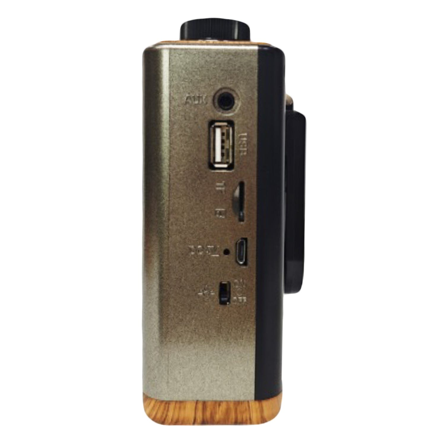 QFX Retro-Style Portable AM/FM/Shortwave Radio with Bluetooth, Flashlight, and Party Light, Brown, Retro-1937