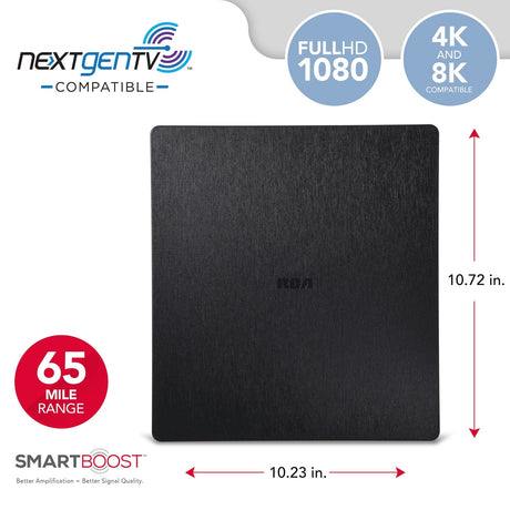 RCA Amplified Indoor Flat HDTV Multi-Directional Antenna with up to 65-Mile Range