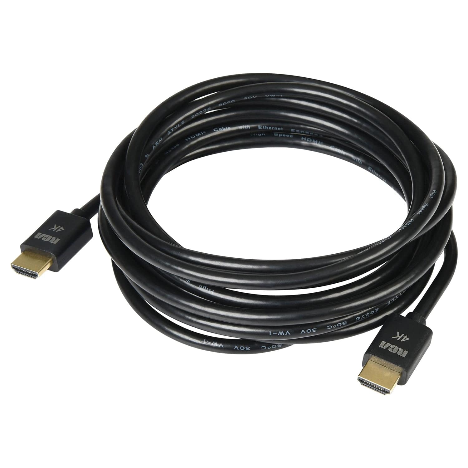 RCA Digital Plus High Speed HDMI Cable with Ethernet, Black, 12 Ft.