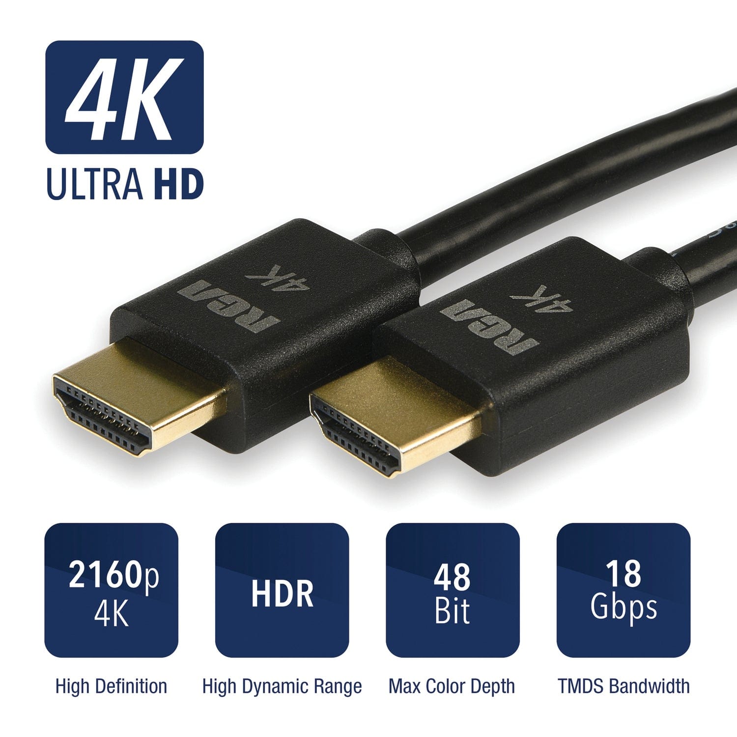 RCA Digital Plus High Speed HDMI Cable with Ethernet, Black, 12 Ft.