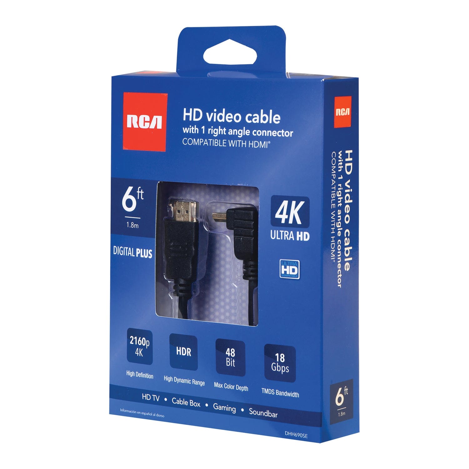 RCA 6-Ft. HDMI Cable with 1 Right-Angle Connector