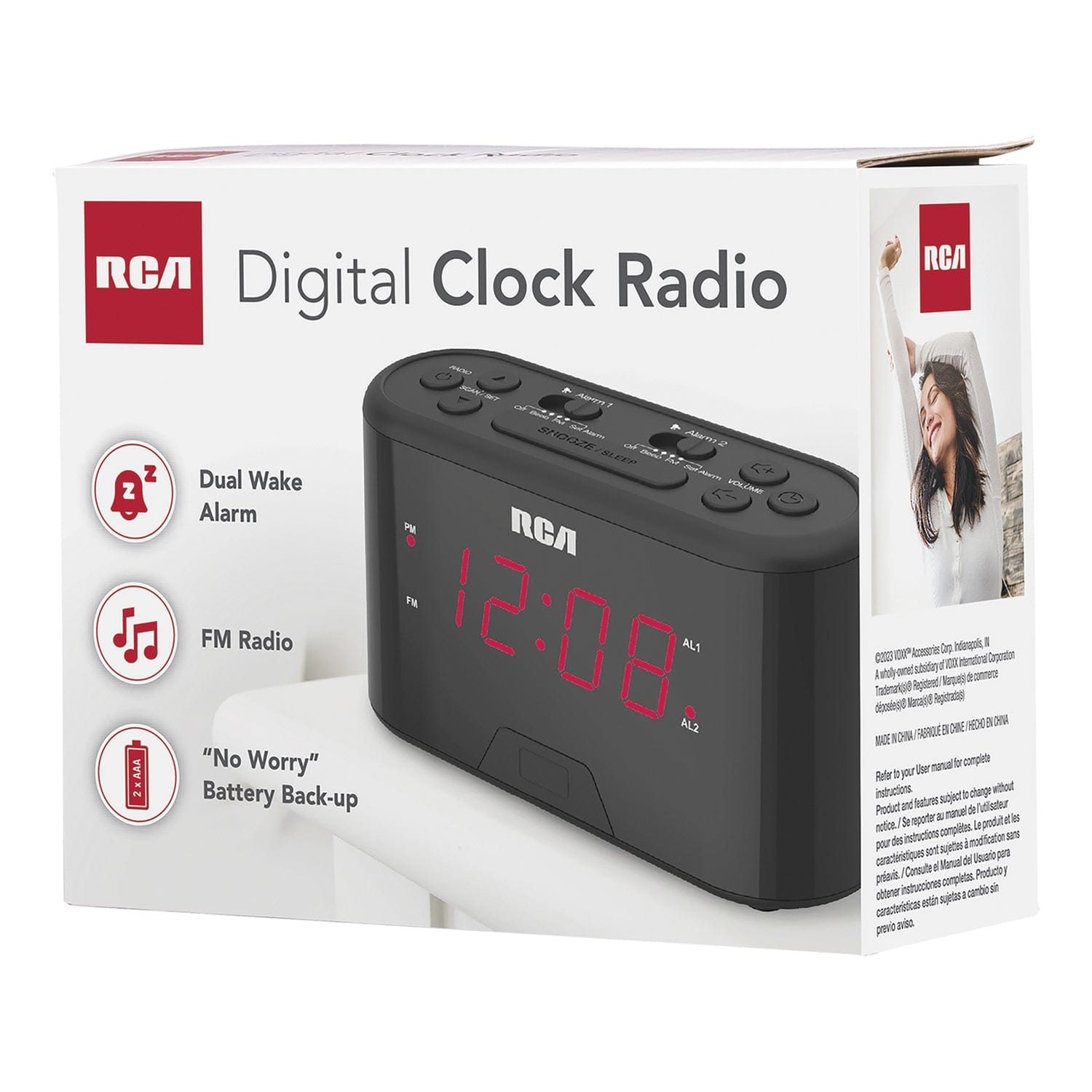 RCA Digital FM Radio Alarm Clock with Large Numbers and Battery Backup, RC551