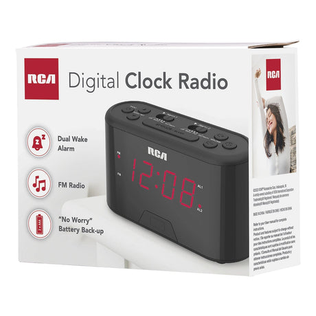 RCA Digital FM Radio Alarm Clock with Large Numbers and Battery Backup, RC551