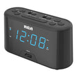 RCA Digital Radio Alarm Clock with Large Numbers and USB Charging, RC571