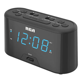 RCA Digital Radio Alarm Clock with Large Numbers and USB Charging, RC571